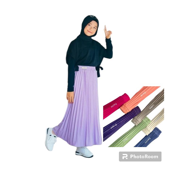 ROK PLISKET PANJANG POLOS premium ANAK remaja Polos BAHAN NYAMAN DI PAKAI 0