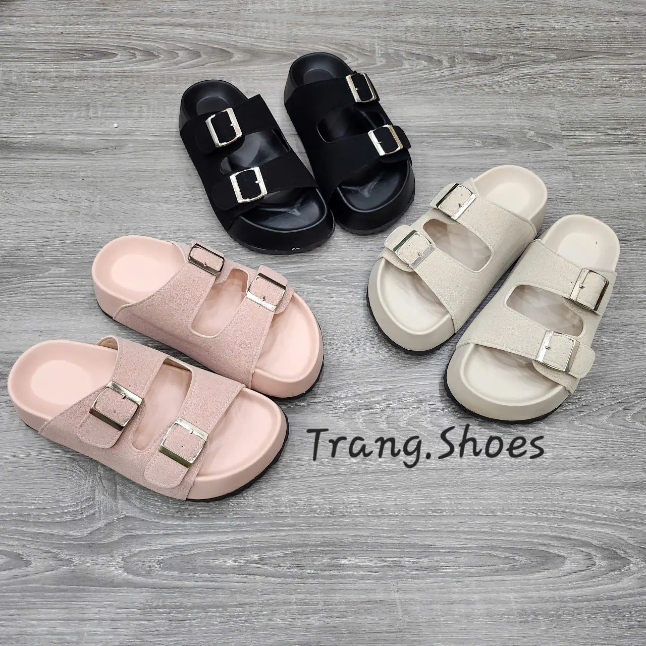 Dép lê 2 khuy (khuy vàng) -đế cao 5cm êm mềm! phù hợp đi chơi đi học đi làm! giày đẹp