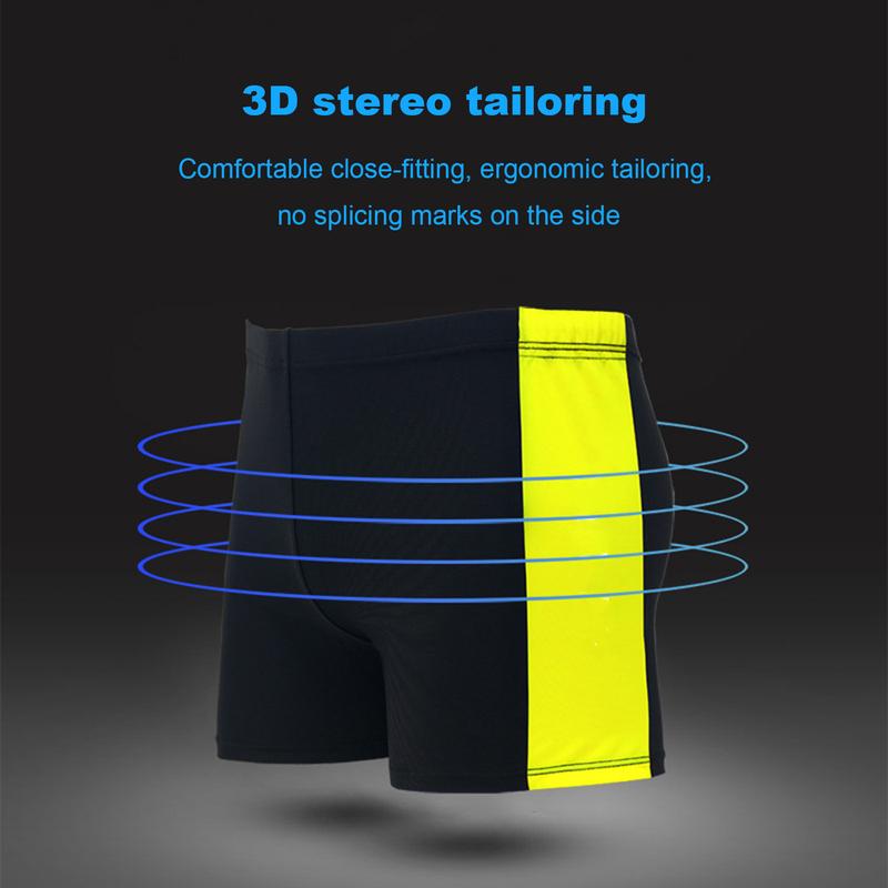 [Honbata]-Adult Men Swimming Trunks Mid-rise Elastic Waist Patchwork Color Water Repellent Swimwear Quick Drying Swimming Trunks Swim Shorts 3