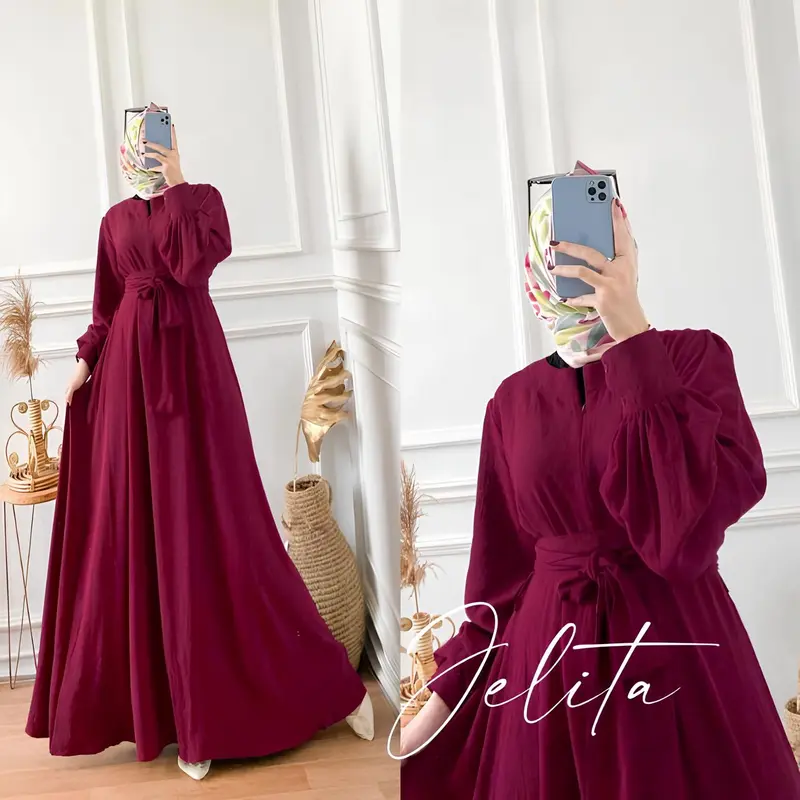 JELITA DRESS MAXY CRINKLE AIRFLOW / DRESS WANITA KEKINIAN Muslim Panjang 4