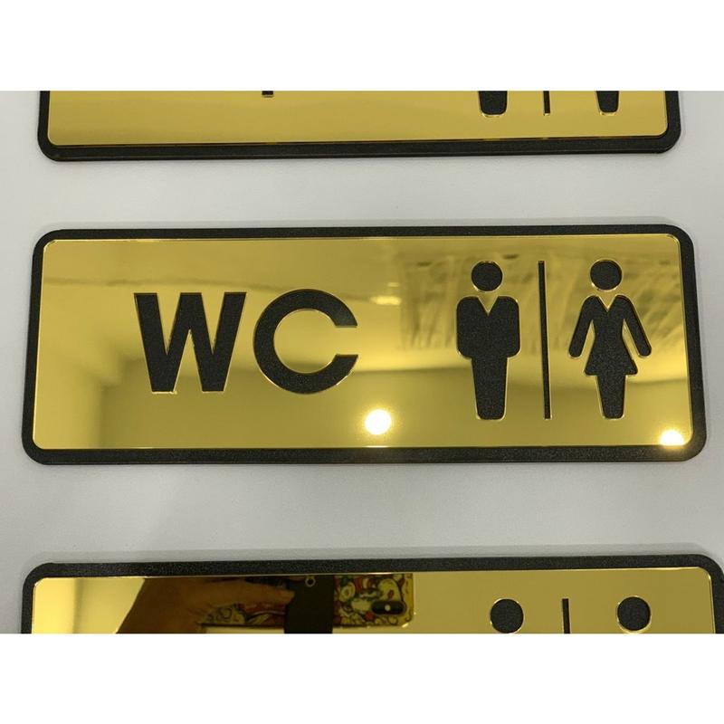 Mẫu bảng toilet WC Gương Vàng dán cửa nhà vệ sinh 25x9cm - sang trọng, đẳng cấp 5