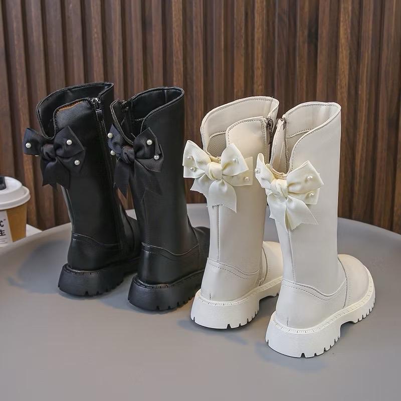 [SẴN]Giày Boot Nơ Ngọc Đính Sau Siêu Điệu Có Lót Lông Ấm Áp 0