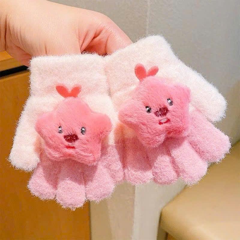 găng tay len họa tiết labubu dễ thương  dành cho bé trong mùa Đông ấm áp 8