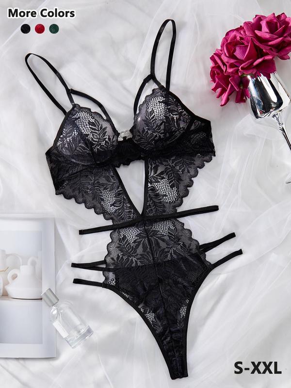 Women's Lace Cut Out Bodysuit, Sexy Comfy Breathable Underwear for Daily Wear, Women's Bodysuit for All Seasons 3