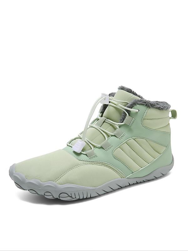 Women's Solid Color Drawstring Snow Boots, Casual Sporty Warm Thermal Lined Ski Shoes, Women's Ski Boots for All Seasons 0