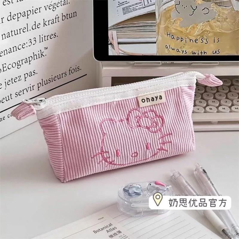   Live  Túi đựng bút vải  KAMI TB65 Hộp bút vải Hello Kitty họa tiết dễ thương khóa to ,túi đựng mỹ phẩm phong cách Hàn Quốc 