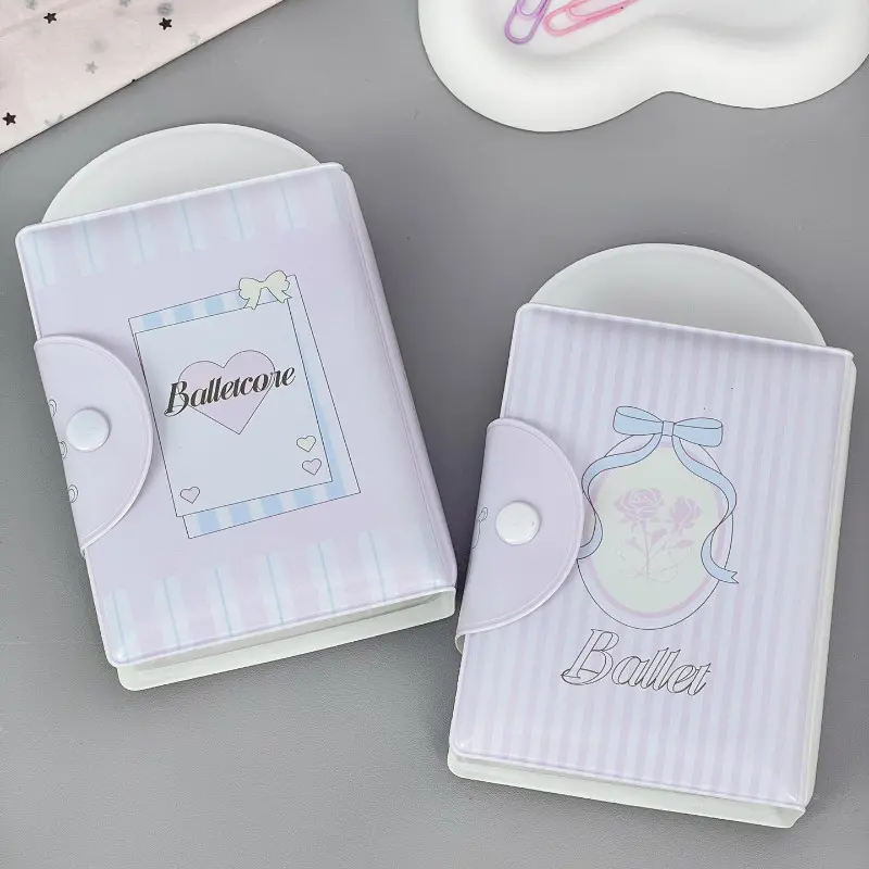 Album Ảnh Phong Cách Múa Ba Lê, 3 Inch, Bìa Màu Hồng, Giá Đỡ Ảnh Thẻ, Album Mini, Để Sưu Tập Thẻ, Lưu Trữ Bảo Vệ Thẻ Thần Tượng Kpop Decor 6