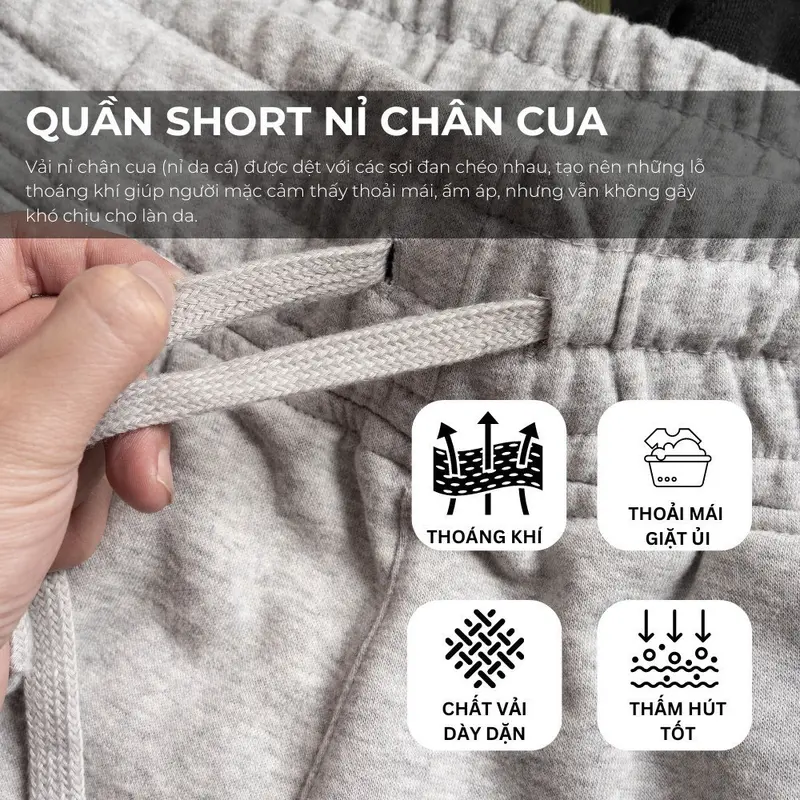 Quần short nam trên gối cạp chun dày T-MAN, quần đùi nam cạp chun chất Nỉ Chân Cua dày dặn cao cấp, co giãn khô thoáng Sport 1