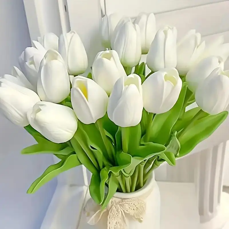 Artificial Tulip Flower, 10pcs Faux Flower Bouquet, Decorative Flowers for Home Party Wedding Anniversary Festival, Decoration Items