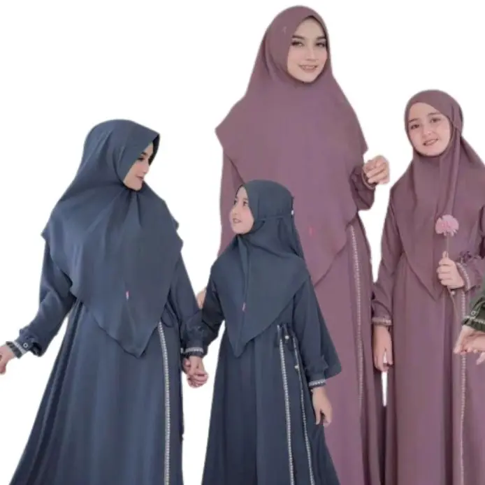 Gamis Couple Set Hijab Ibu Dan Anak Terbaru Cringkle Busui Friendly Modis