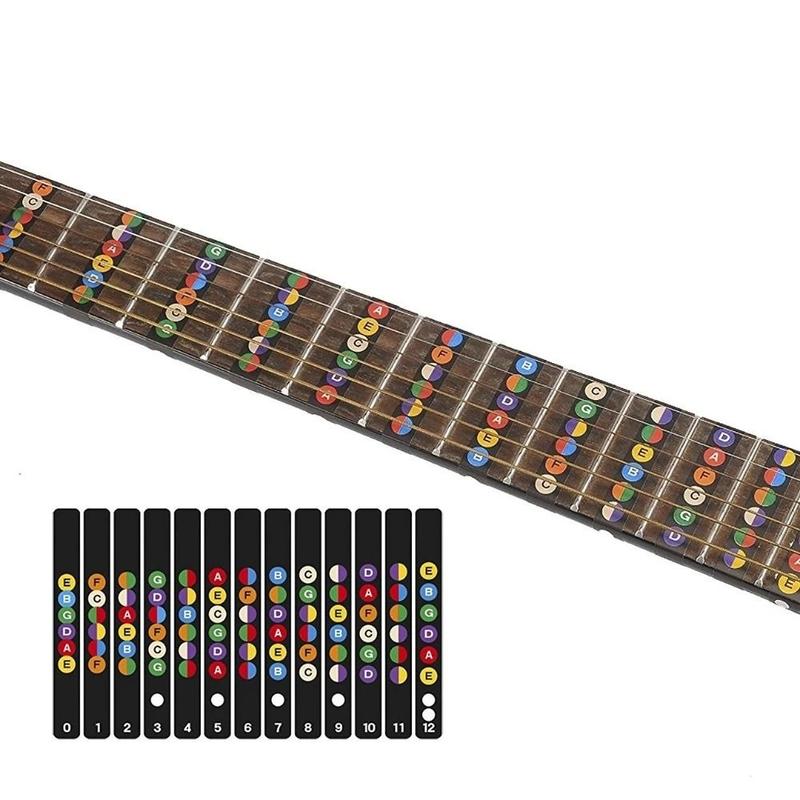 Product Introduction of BEHUO Musical Instrument Guitar Accessories Beginner Electric Guitar Musical Scale Fingerboard Stickers Guitar Note Sticker Guitar Scales Stickers Fretboard Sticker Guitar Chord Stickers 9