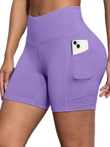 Shorts deportivos para mujer de color sólido con bolsillos, cómodos y transpirables, shorts ajustados casuales para yoga, gimnasio y correr, ropa deportiva de verano para damas