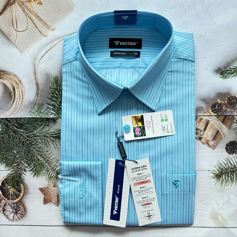  Áo sơ mi việt tiến tay dài phom regular mã 1q0620 