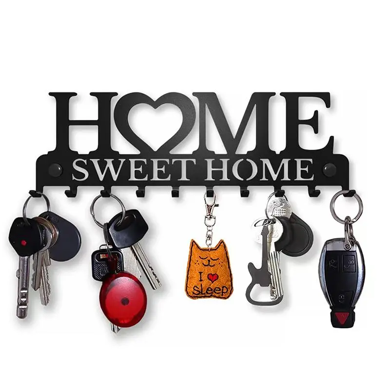 Home Shape Key Hook, 1 Count Punch Free Wall Mounted Key Holder, Home Decor for Living Room Bedroom Entryway