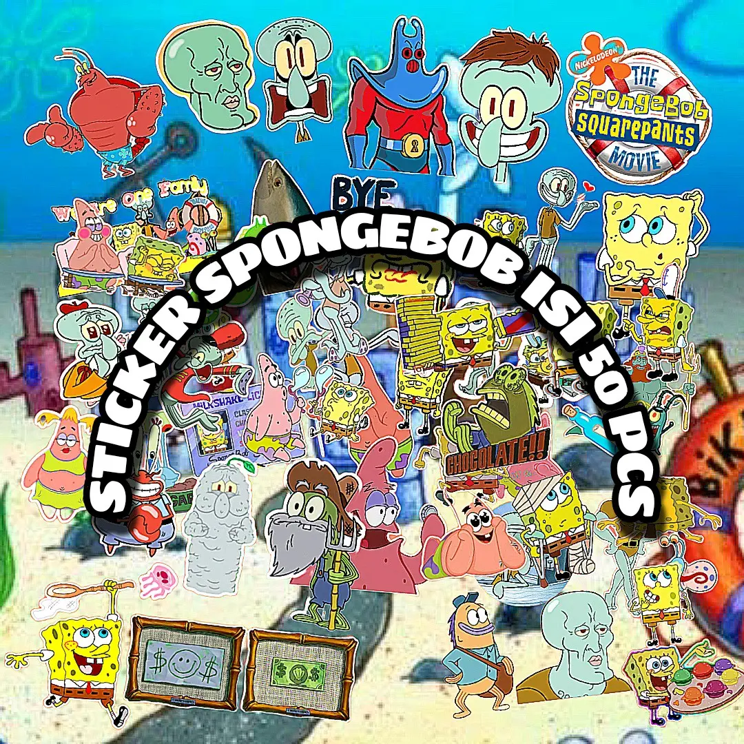 stiker spongebob lucu isi 50 pcs Sticker