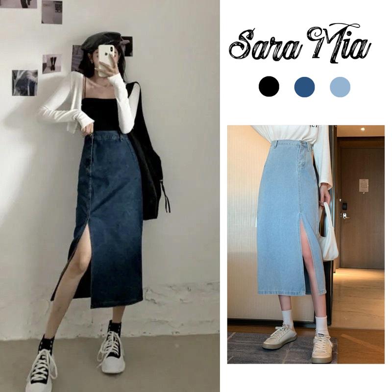 [XẢ KHO] Chân Váy Jean Dáng Lệch Có Xẻ Gấu Trẻ Trung Năng Động Đi Làm Đi Chơi 3 Màu V2