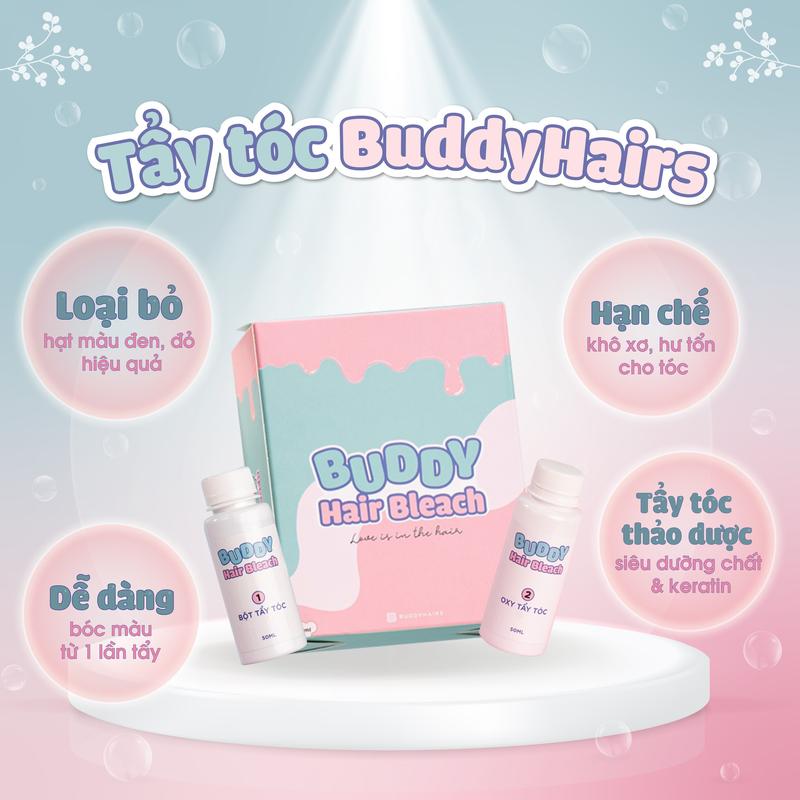 Tẩy Tóc BuddyHairs / Hair Bleach an toàn không độc hại BuddyHairs  tặng kèm găng tay , mũ trùm tiện lợi.