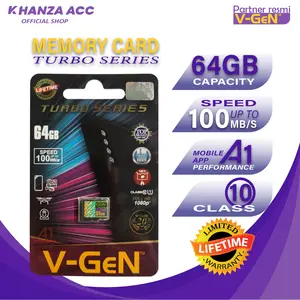 KHANZAACC VGEN 64GB Memory Hp Micro SD Class 10 Turbo Series Storage