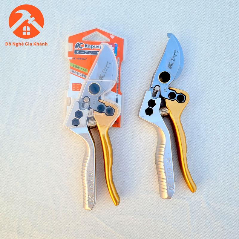 Kéo cắt cành cao cấp Kapusi có đá mài kéo hộp nhựa,thép SK5