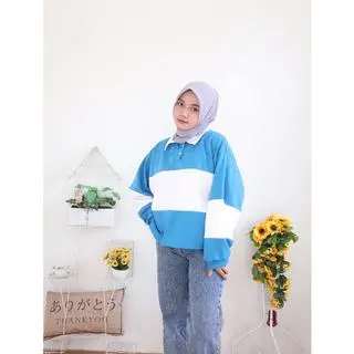 CLAIRE STRIPE OVERSIZE BABY TERY Polo Atasan  Wanita 5