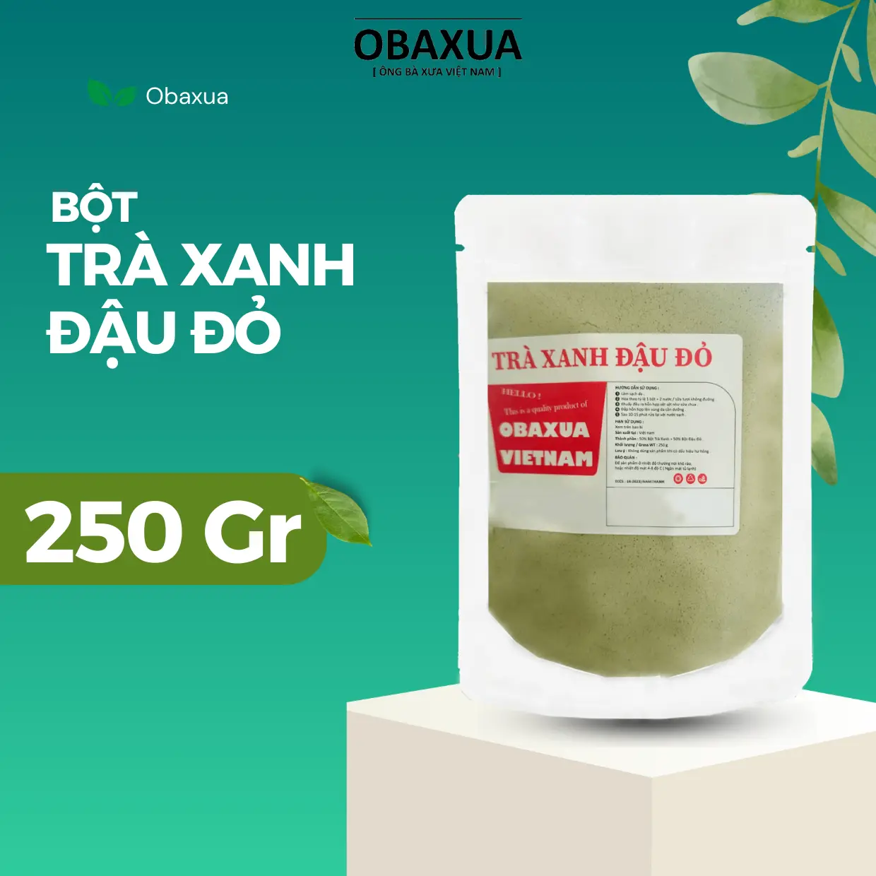 Bột Trà Xanh Đậu Đỏ OBAXUA 250Gr, 500Gr