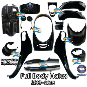 SLM Full Body Halus Scoopy fi K16 2013-2016 ESP Non ESP HITAM GLOSSY Sayap Mesin Bodi Rak Laci Spion
