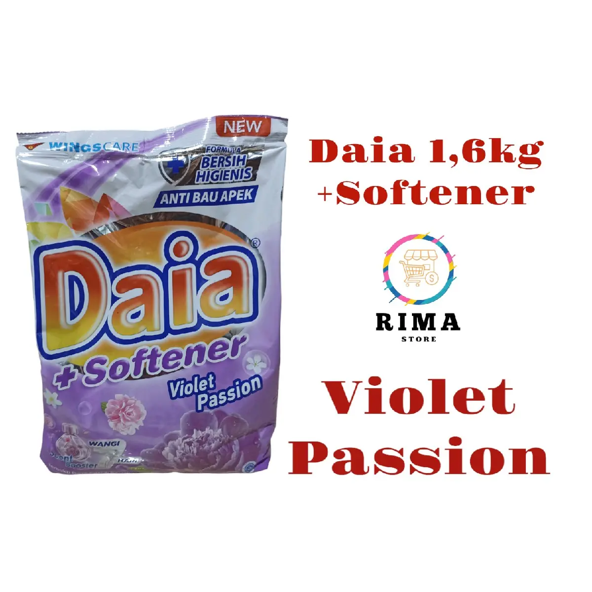 Daia 1,5kg Deterjen Bubuk +Softener Violet Passion
