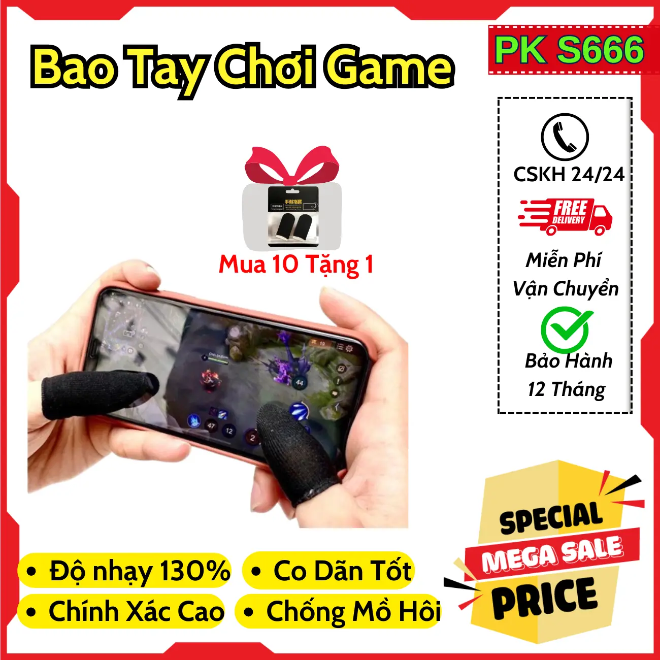 Bao Tay Chơi Game ff, Pubg,Freefire,Liên Quân,Chống Mồ Hôi, Siêu Nhạy,Co Giãn Cực Tốt, Phụ Kiện Carbon