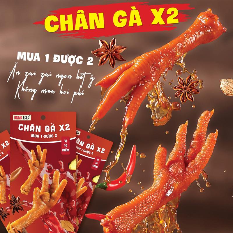 [MUA 1 ĐƯỢC 2] Combo Chân gà x2 - Vị 10 điểm Anna LaLa Thơm ngon Ăn Vặt Food Snack 5