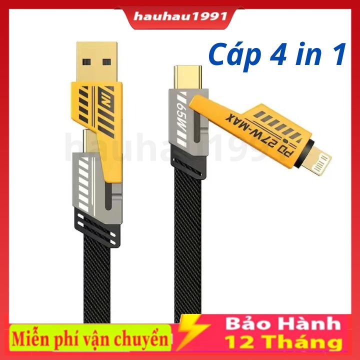 Cáp dữ liệu Sạc Nhanh 4 trong 1 Thích hợp cho type -ip Phù hợp mọi dòng máy điện thoại, máy tính bảng