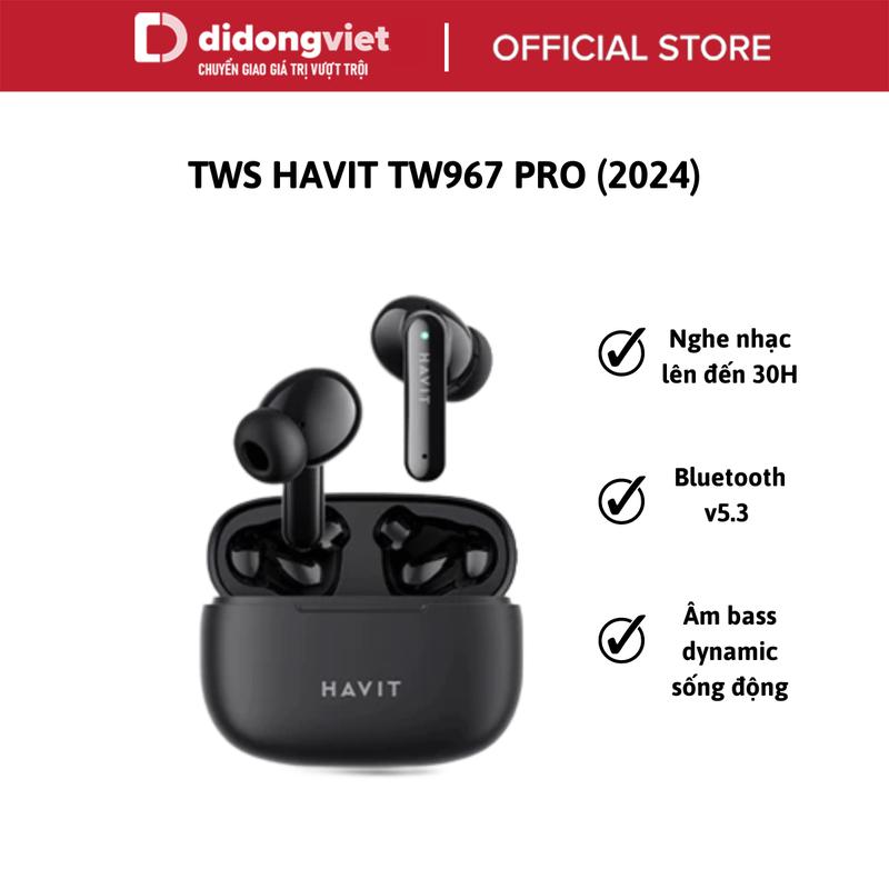 Tai Nghe Không Dây Havit TW967 PRO (phiên bản nâng cấp) - BH 12 Tháng Chính Hãng Nhét Tai Nghe Nhạc Earphone Bluetooth Wireless True Wireless
