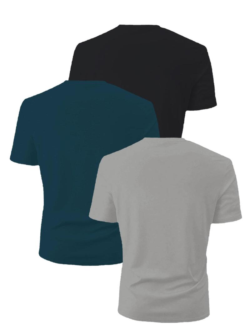 Product Introduction of Men's Solid Color Short Sleeve Tee, Regular Fit Casual Basic T-shirt for Summer, Men's Top for Daily Wear 5