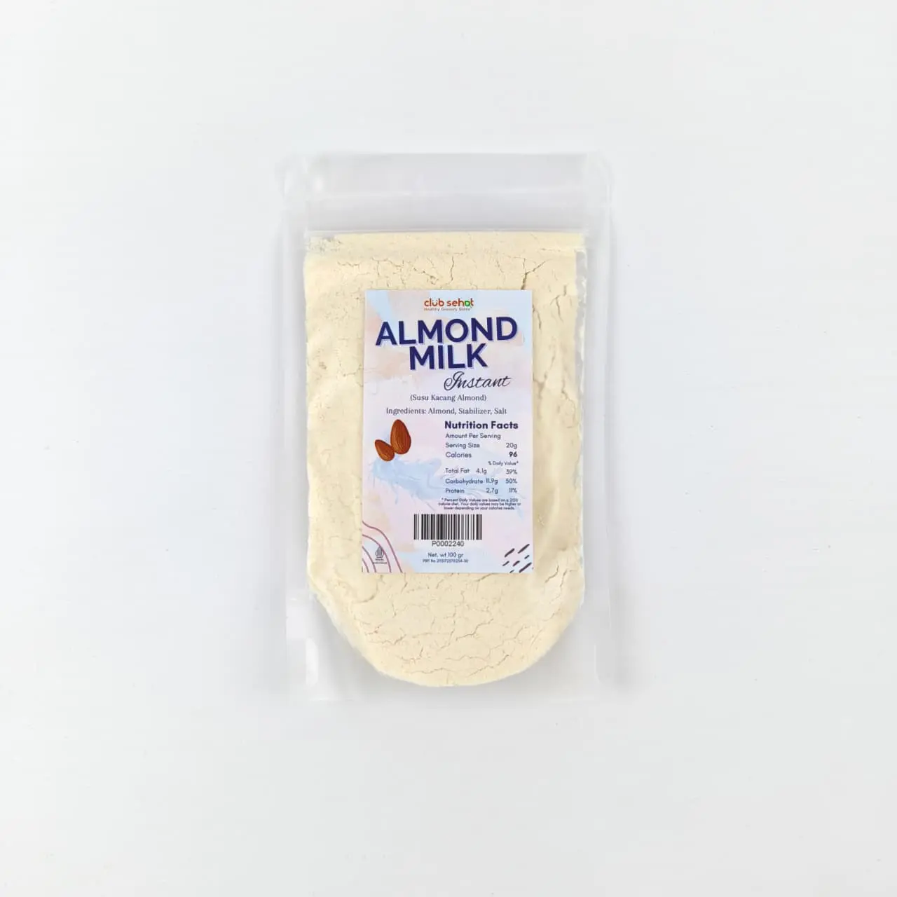 Susu Almond Instan 100gr - Club Sehat | Almond Milk Bubuk Non-Dairy Vegan & Sehat