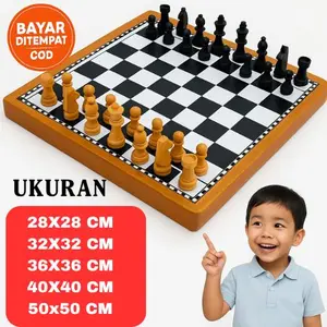 GRATIS ONGKIR CATUR FULL KAYU SIZE XL ATAU JUMBO 50X50, 40X40,  36X36, 32X32, 28X28 PAPAN PION KAYU FULL CHESS WOOD BOARD Permainan Games