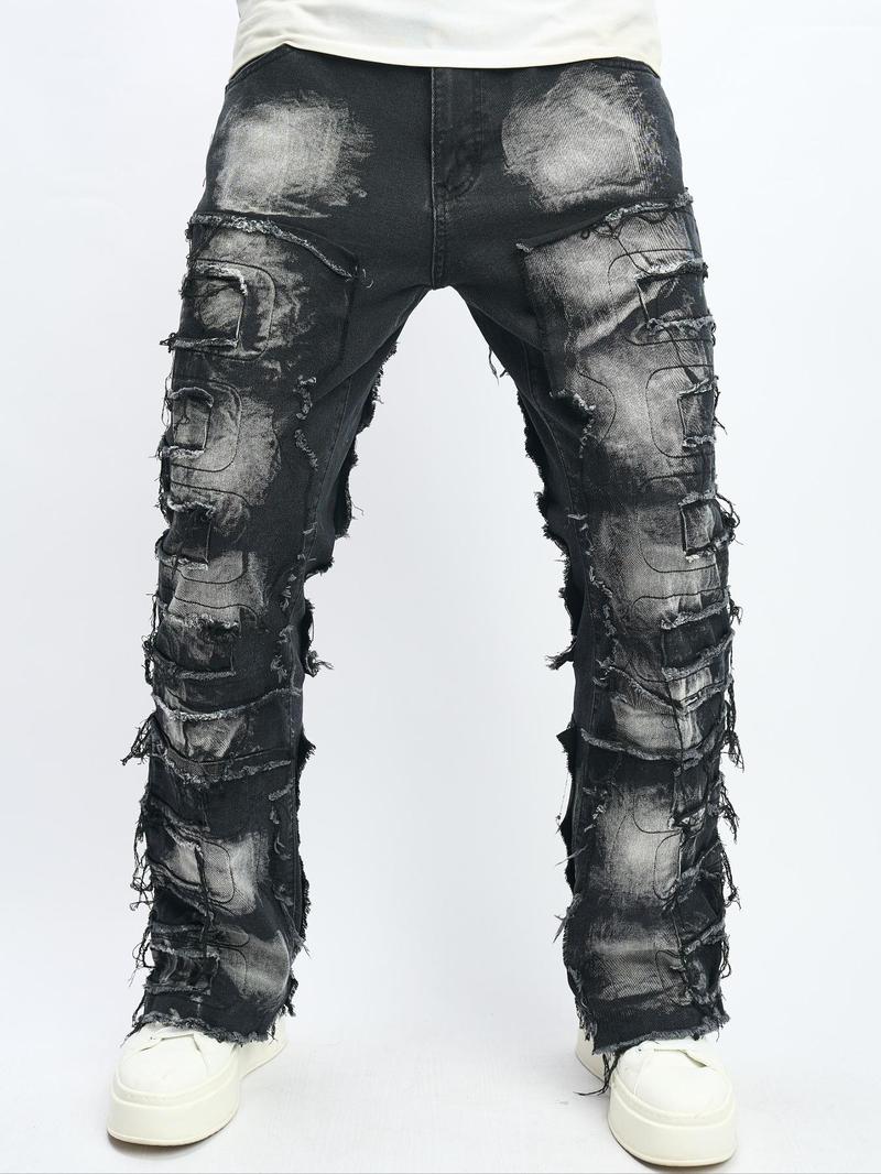 Mens ripped straight leg shops jeans