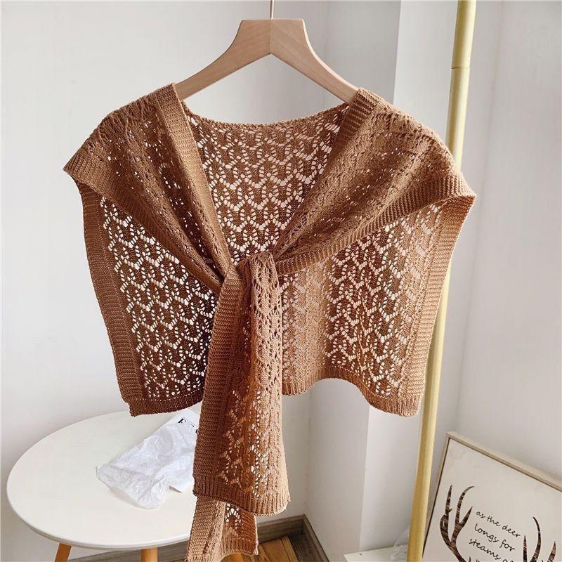 Khăn Choàng Cho Nữ, Thắt Nút Dệt Kim, Khoét Lỗ, Áo Mặc Bên Ngoài, Áo Sơ Mi, Áo Vest, Phong Cách Mùa Xuân Hè, Quấn Vai, Khăn Quàng Cổ Bọ Rùa Hợp Xu hướng 5