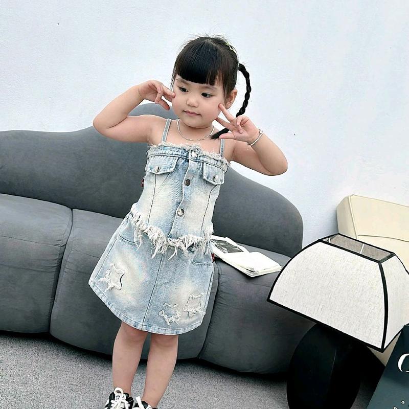   MeoKids  C59 - Set Bộ Áo Jean 2S Phối Chân Váy Chữ A Phong Cách 