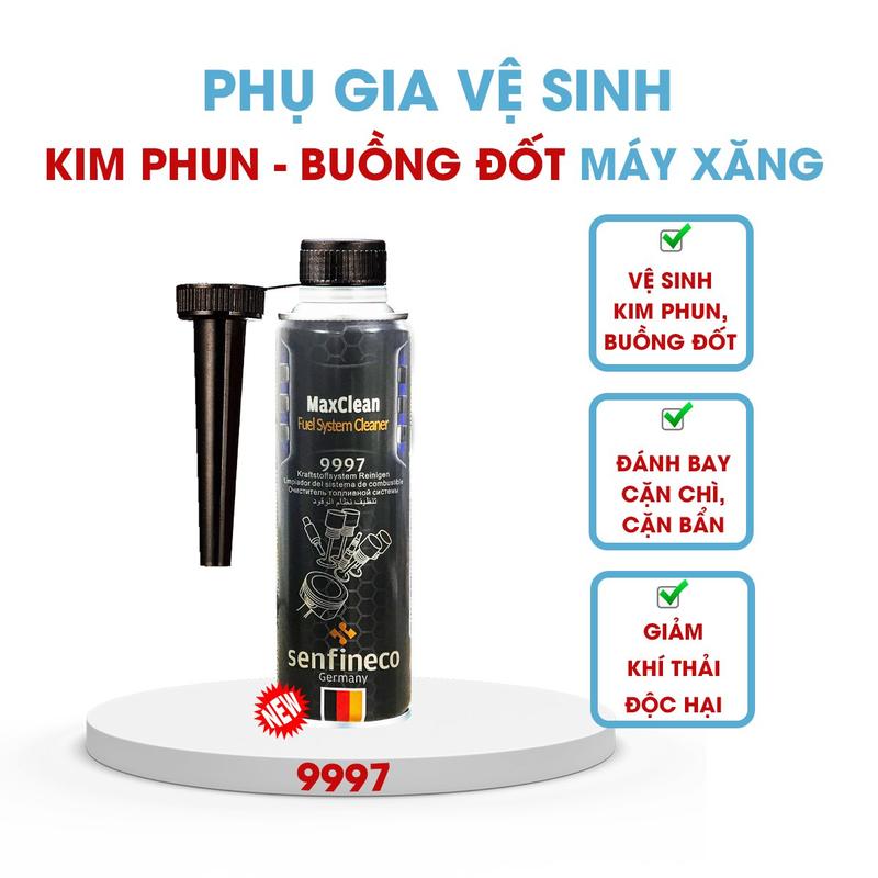    Máy Xăng   Senfineco 9997 MaxClean Fuel System Cleaner Dung dịch vệ sinh kim phun buồng đốt ô tô chạy xăng Dung tích 300ml   Không sử dụng cho máy Dầu   