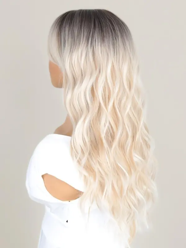 24 Inch Long Wavy Wigs for Women, Gorgeous Fluffy Wigs with Bangs, Synthetic Full Machine Wigs for Party, Daily Use 5