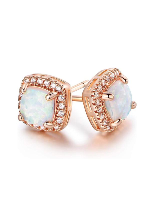 Elegant Artificial Zircon Decorated Stud Earrings, 2pcs/set Cute Fashion Rhinestone Decor Stud Earrings for Women, Anniversary Birthday Jewelry Gift 0