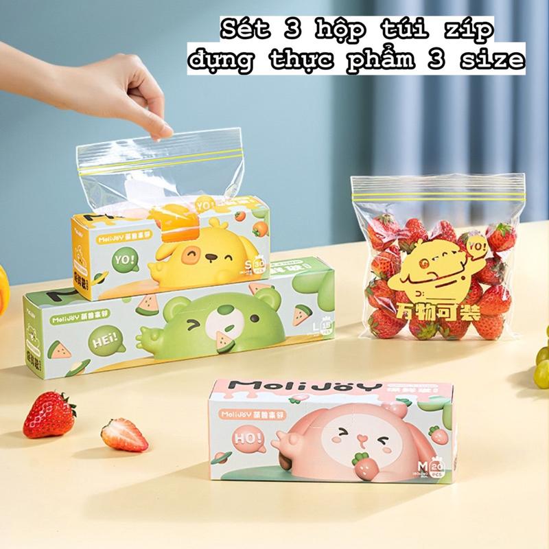 Set 3 Hộp Túi Zip Đựng Bảo Quản Thực Phẩm Mẫu Mới Có 3 size