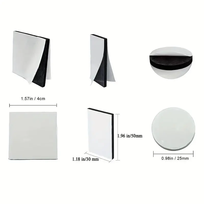 Double Sided Square and Round Tape, Multifunctional Self Adhesive Foam Pad, Non-slip Strong Adhesive Tape, Mounting Pad for Home Office Wall Decor 1