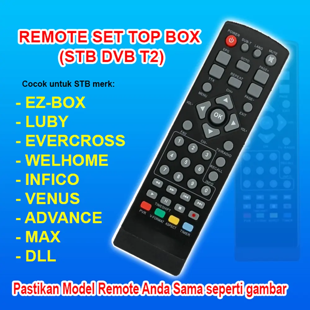 Remote Set Remote Set top box multi untuk berbagai merk STB DVBT2 - Shop | Tokopedia