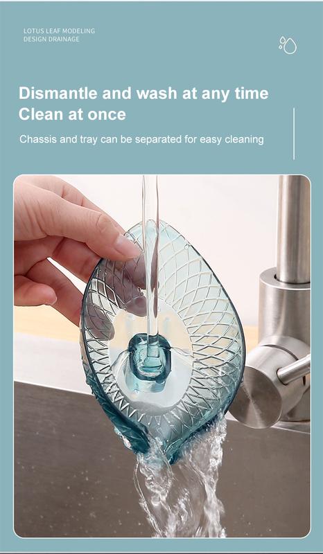Product Introduction of 1PC Leaf-shaped Soap Box Drain Soap Box Bathroom Shower Soap Holder Dish Storage Plate Soap Storage Tray Bathroom Supplies 25
