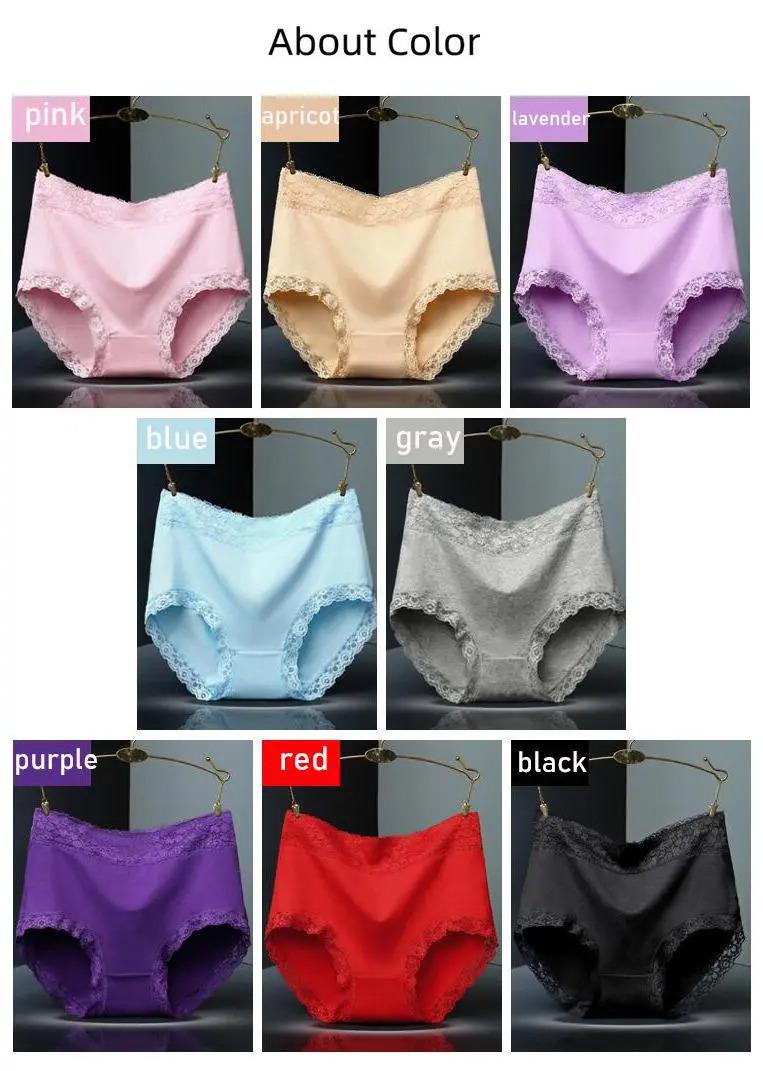 Product Introduction of 4Pcs Women Underwear High Waist Cotton Panties Plus Size Soft Breathable Panties Lingeries Panty Shorts Underpant Lady 10