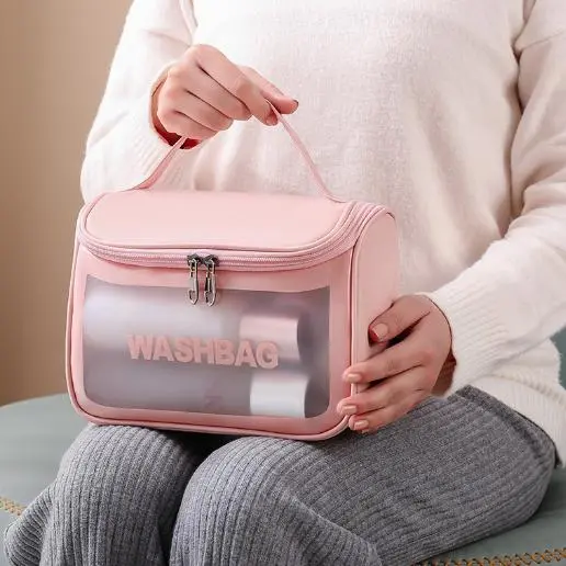 BISA COD T5473  Tas Kosmetik / Pouch WashBag / Organizer Bag / Tas Kosmetik Waterproof Tas Washbag Transparan Besar Kulit Plastik 5