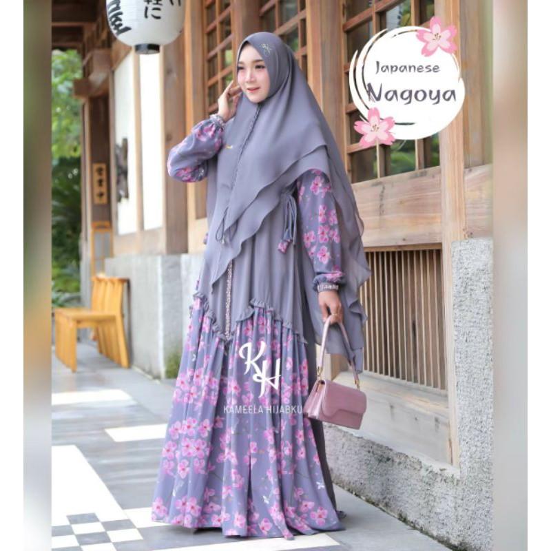 NAGOYA SET Japanese Cherry Blossom Original By Kameela Hijabku. Gamis set premium high quality low price must have it 0