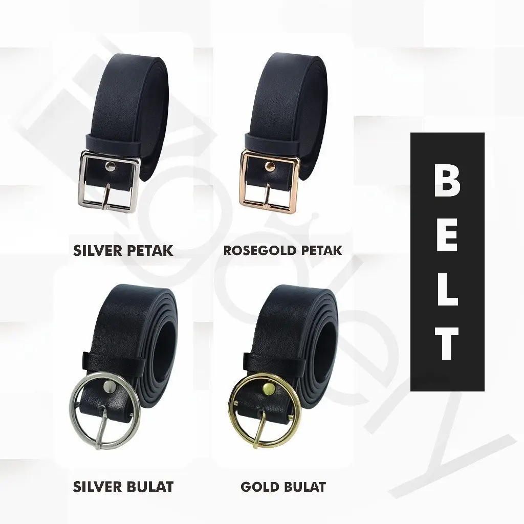 GGS BELT Sabuk Ikat Pinggang Tali Hitam Gesper Bahan PU Unisex Murah Y1076