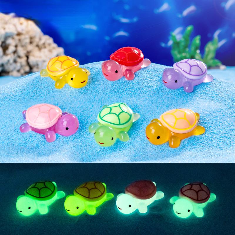 10Pcs Mini Turtles Luminous Ornament Miniature Figures Tiny Turtles ...