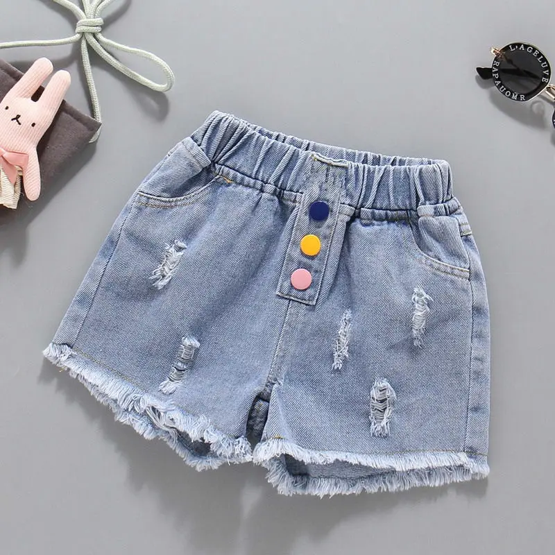 Quần Short Denim Mùa Hè, Phong Cách Hàn Quốc, Dành Cho Bé Gái, Thời Trang Mới, Có Thể Mặc Ngoài Trời, Quần Short Trẻ Em, Mỏng, Thích Hợp Cho Trẻ Em Trung Và Lớn, Quần Short Dễ Phối Đồ 1